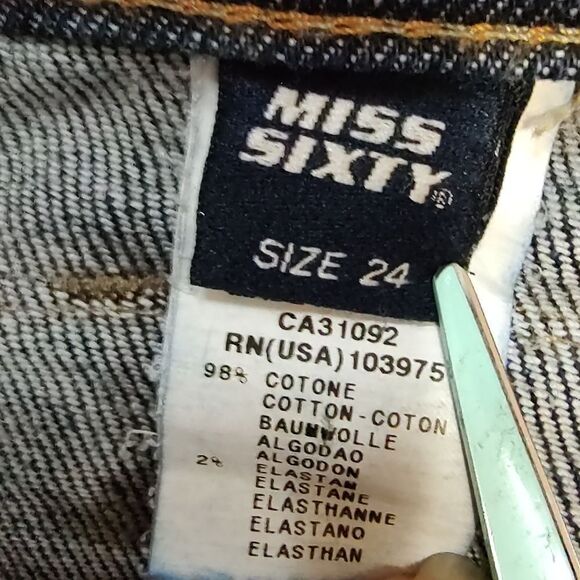 Miss Sixty Vintage Zip Style Radio Dark Wash Slim Fit Denims US 24 - Picture 15 of 16
